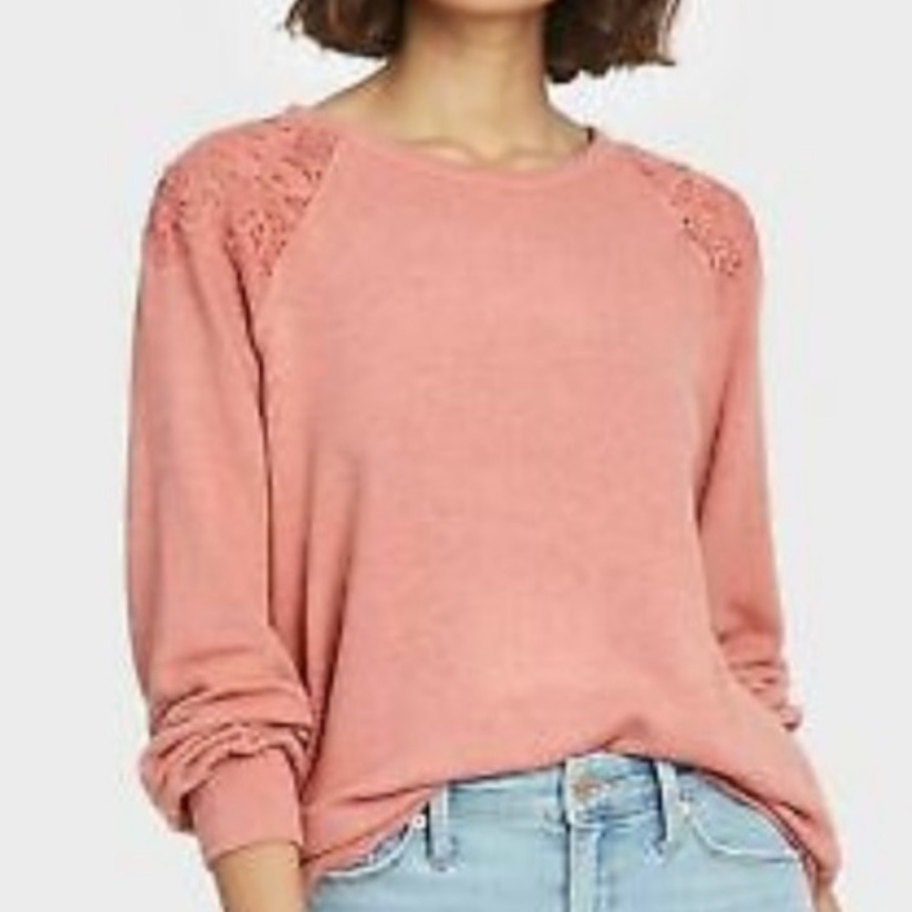 SW31 Knox Rose Pink Lace Detail Sweater Top Size M